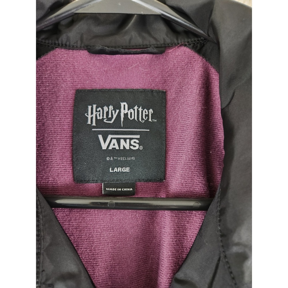 Vans Harry Potter  Deathly Hallows Coach Jacket Black Size Large Snap Button - Picture 4 of 11